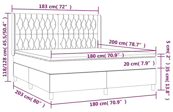 Box spring postel s matrací černá 180x200 cm textil 3132251