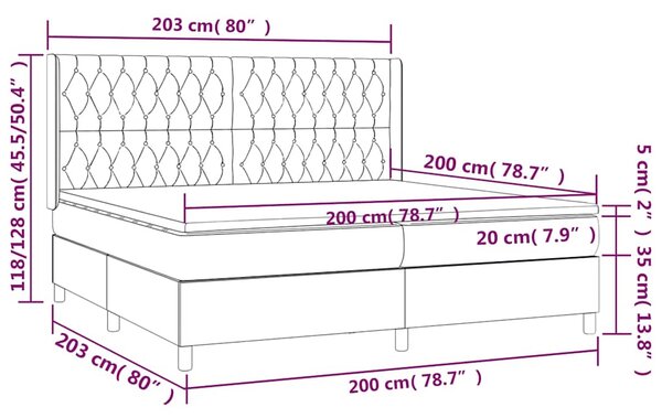 Box spring postel s matrací tmavě šedá 200x200 cm samet 3132880