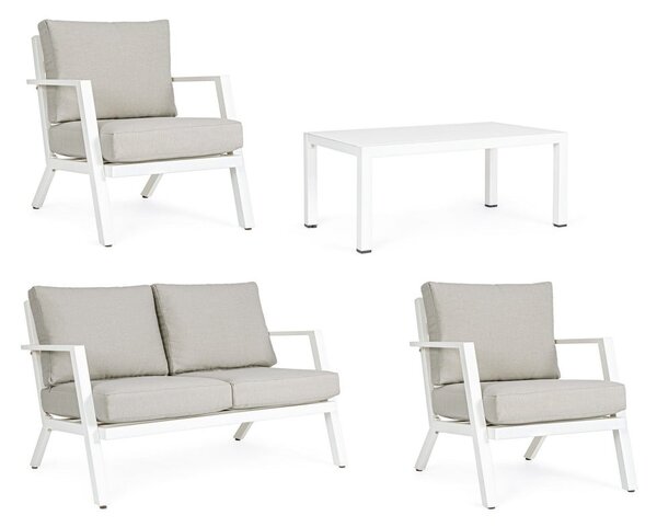 Bílý hliníkový zahradní lounge set pro 4 Harley – Bizzotto