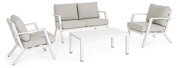 Bílý hliníkový zahradní lounge set pro 4 Harley – Bizzotto