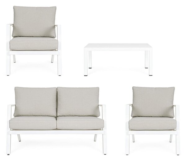 Bílý hliníkový zahradní lounge set pro 4 Harley – Bizzotto