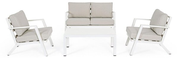 Bílý hliníkový zahradní lounge set pro 4 Harley – Bizzotto