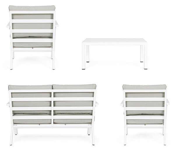 Bílý hliníkový zahradní lounge set pro 4 Harley – Bizzotto