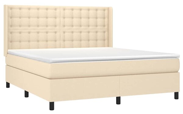 Box spring postel s matrací krémová 160x200 cm textil 3131766