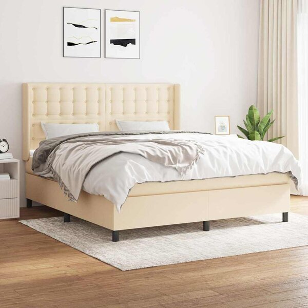Box spring postel s matrací krémová 160x200 cm textil 3131766