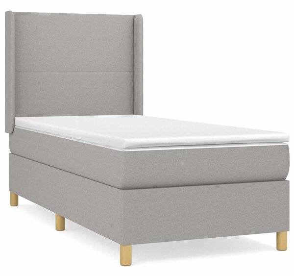 Box spring postel s matrací světle šedá 90x190 cm textil 3131793
