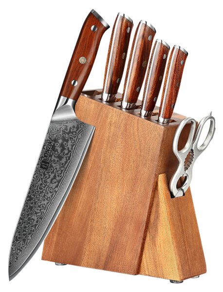 Sada nožů XinZuo Yu B13R se stojánkem a nůžkami 5ks - Dárkový set