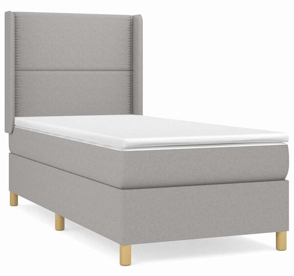 Box spring postel s matrací světle šedá 90x190 cm textil 3131873