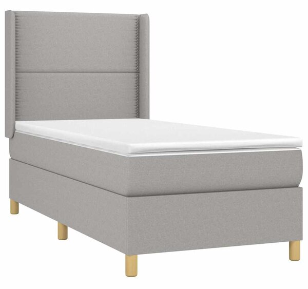Box spring postel s matrací světle šedá 90x190 cm textil 3131873