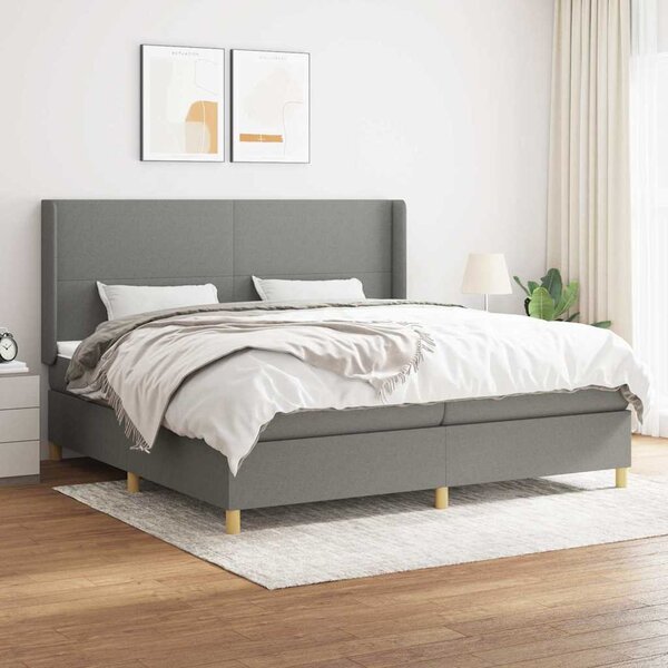 Box spring postel s matrací tmavě šedá 200x200 cm textil 3131858