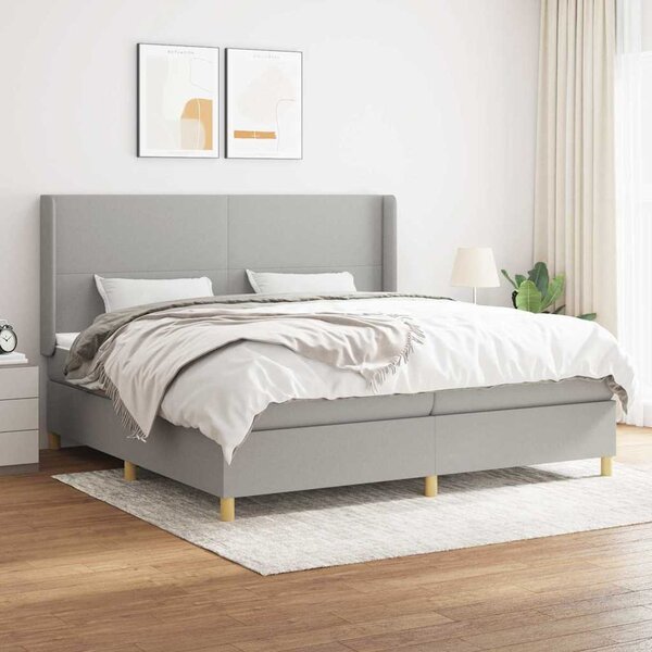 Box spring postel s matrací světle šedá 200 x 200 cm textil 3131857