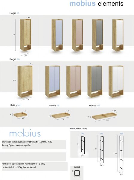HALMAR Nízká skříňka MOBIUS 1D přírodní ořech/šedá