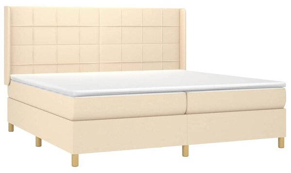 Box spring postel s matrací krémová 200x200 cm textil 3132022