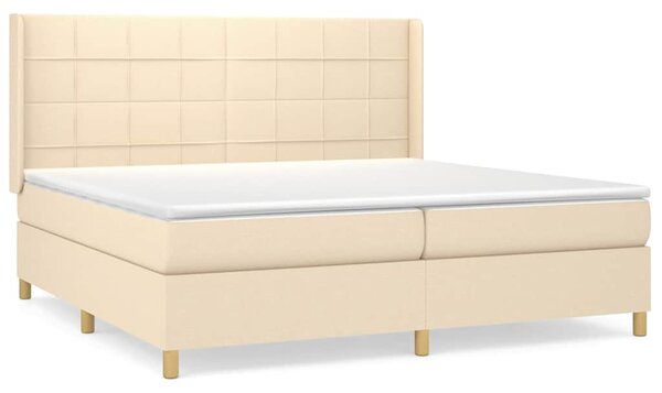 Box spring postel s matrací krémová 200x200 cm textil 3132022