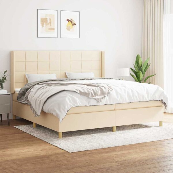 Box spring postel s matrací krémová 200x200 cm textil 3132022