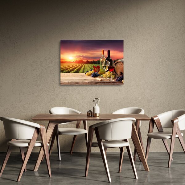 Skleněný obraz vinice s vínem (70x50 cm)