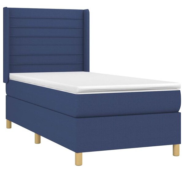 Box spring postel s matrací modrá 80x200 cm textil 3132031
