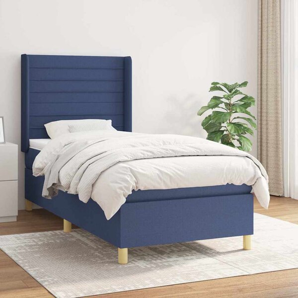 Box spring postel s matrací modrá 80x200 cm textil 3132031
