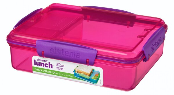 Box na potraviny Sistema Snack Attack Duo 975ml Barva: růžová