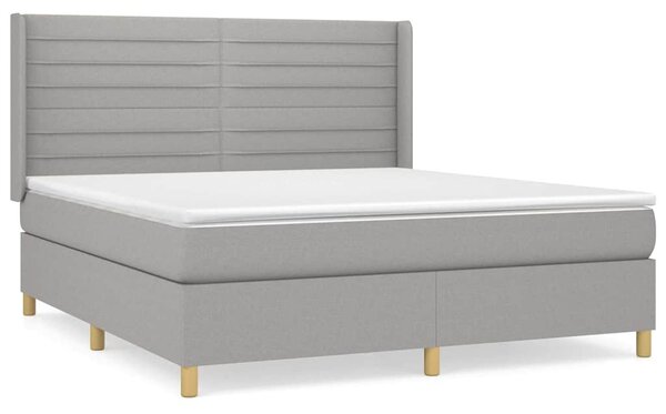 Box spring postel s matrací světle šedá 160 x 200 cm textil 3132081