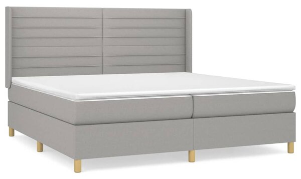 Box spring postel s matrací světle šedá 200 x 200 cm textil 3132097
