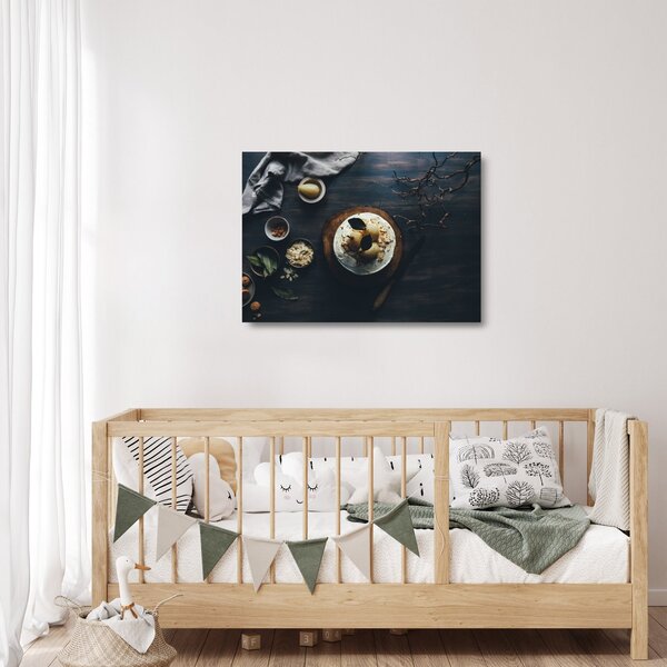 Skleněný obraz dezertu na stole (70x50 cm)