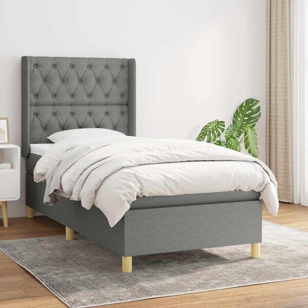 Box spring postel s matrací tmavě šedá 80 x 200 cm textil 3132186