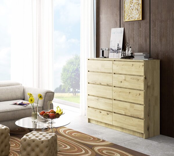 Ak furniture Komoda Kuba 140 cm 10 šuplíků dub artisan