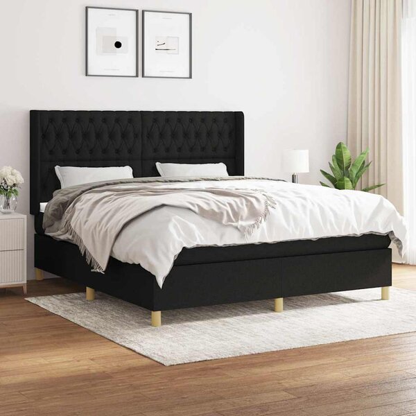 Box spring postel s matrací černá 180x200 cm textil 3132251