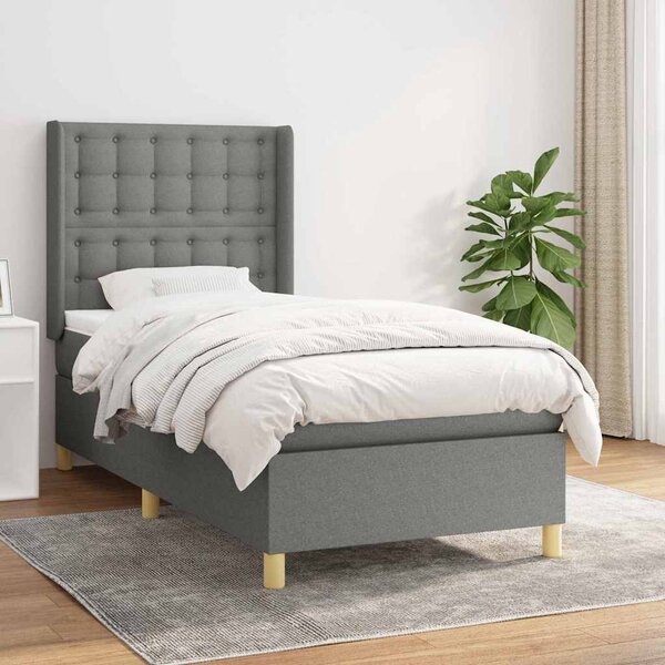 Box spring postel s matrací tmavě šedá 80 x 200 cm textil 3132266
