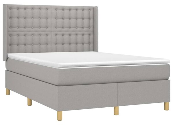 Box spring postel s matrací světle šedá 140 x 200 cm textil 3132313