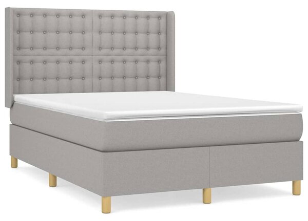 Box spring postel s matrací světle šedá 140 x 200 cm textil 3132313