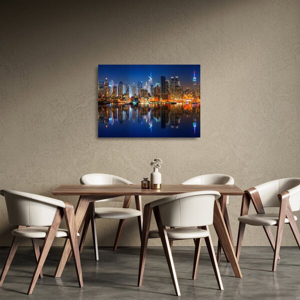 Skleněný obraz Manhattanu v noci (70x50 cm)