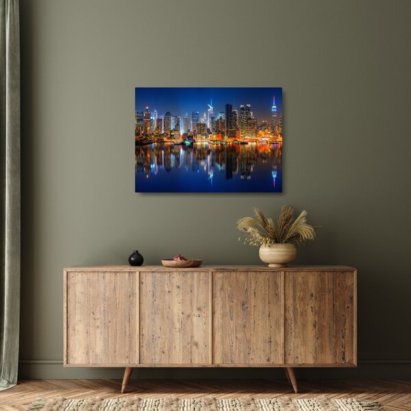 Skleněný obraz Manhattanu v noci (70x50 cm)