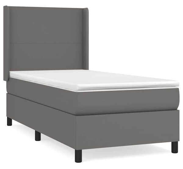 Box spring postel s matrací šedá 90x190 cm umělá kůže 3132355