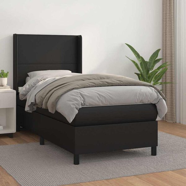 Box spring postel s matrací černá 80 x 200 cm umělá kůže 3132345