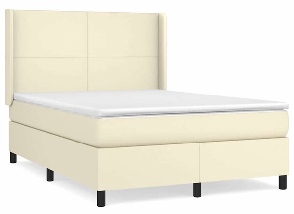 Box spring postel s matrací krémová 140x190 cm umělá kůže 3132377