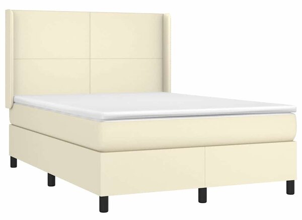 Box spring postel s matrací krémová 140x190 cm umělá kůže 3132377