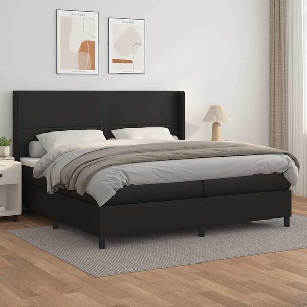 Box spring postel s matrací černá 200x200 cm umělá kůže 3132399