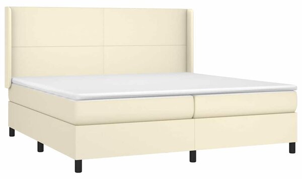 Box spring postel s matrací krémová 200x200 cm umělá kůže 3132401