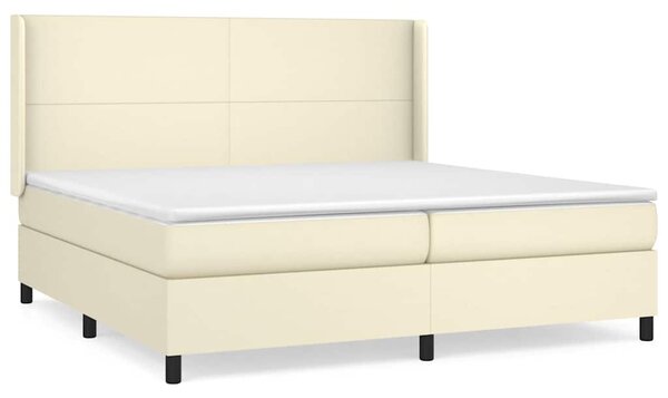 Box spring postel s matrací krémová 200x200 cm umělá kůže 3132401