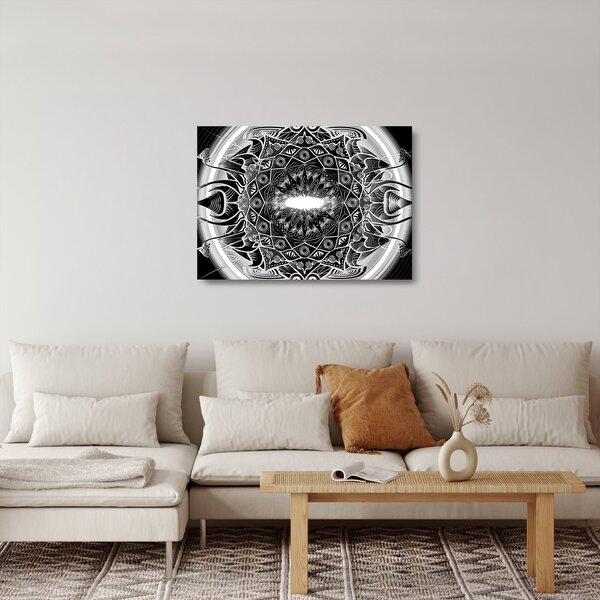 Skleněný obraz černobílých ornamentů (70x50 cm)