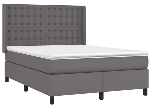 Box spring postel s matrací šedá 140 x 190 cm umělá kůže 3132499