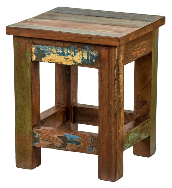Stolička z antik teakového dřeva, "GOA" styl, 25x25x30cm (5X)