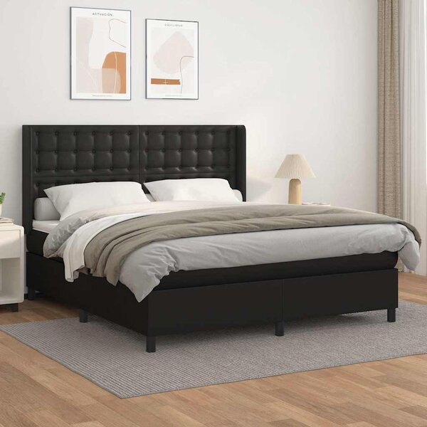 Box spring postel s matrací černá 160x200 cm umělá kůže 3132507