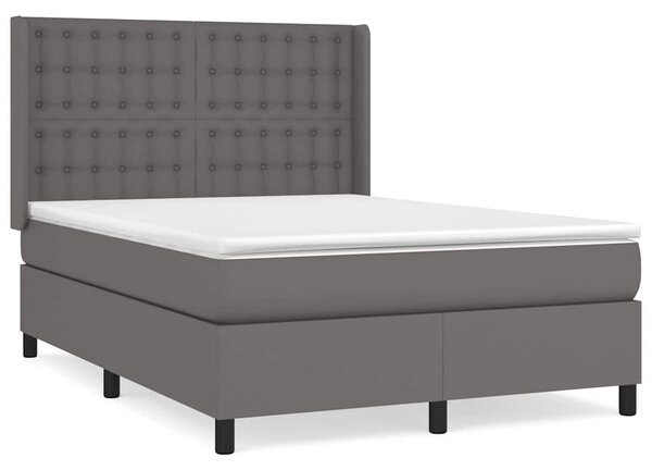 Box spring postel s matrací šedá 140 x 190 cm umělá kůže 3132499