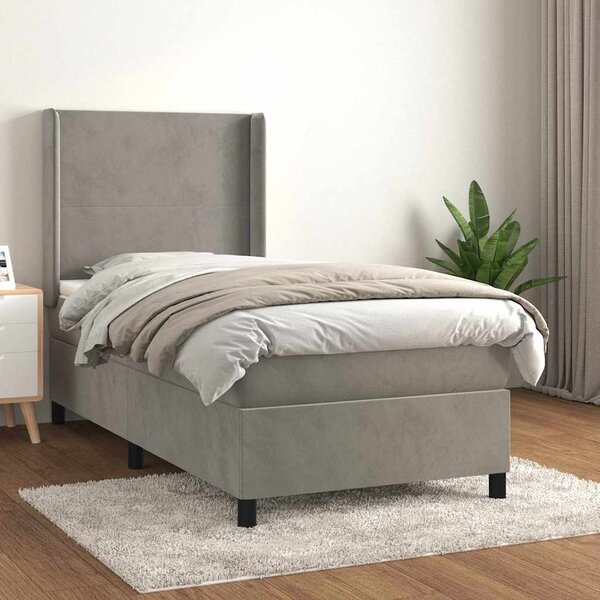 Box spring postel s matrací světle šedá 80 x 200 cm samet 3132525