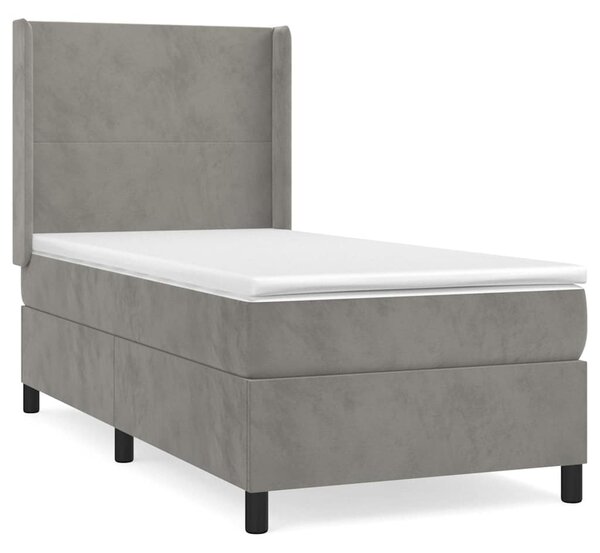 Box spring postel s matrací světle šedá 80 x 200 cm samet 3132525