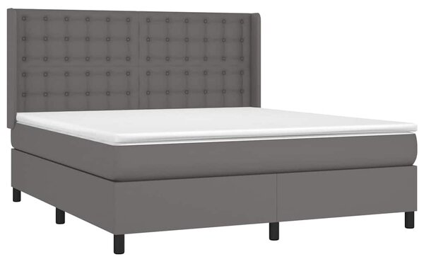 Box spring postel s matrací šedá 160x200 cm umělá kůže 3132511