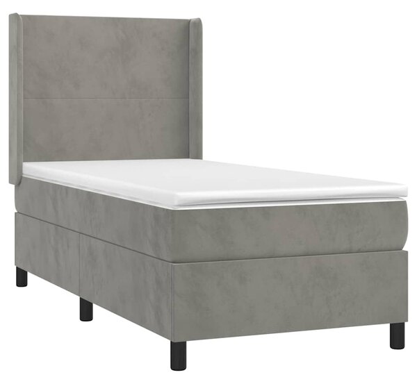 Box spring postel s matrací světle šedá 80 x 200 cm samet 3132525